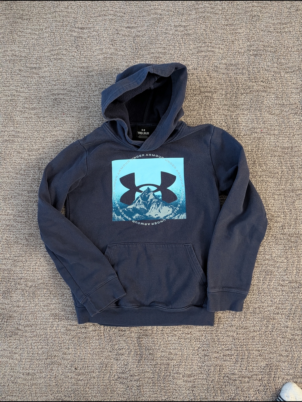Under Armour Navy Hoodie with Teal Mountain Logo